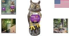 Large Plastic Owl with Glowing Eyes, Rotating Head, Motion Sensor for Garden
