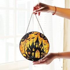 Handcrafted Halloween Suncatcher, Spooky Stained Glass Window Decor, HLW019