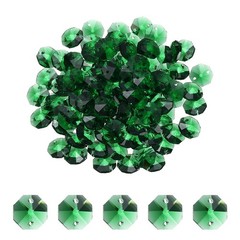 14mm Glass Octagon Beads, Sun Catcher Beads Bulk 150 Pcs & Green