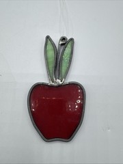 Vintage Handmade Apple Stain Glass Sun Catcher Teacher Autumn Fall Harvest