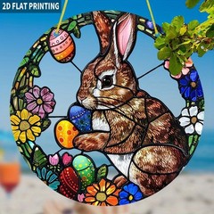 Spring Easter Bunny Acrylic Suncatcher Floral Eggs Design Window Decor Ornament