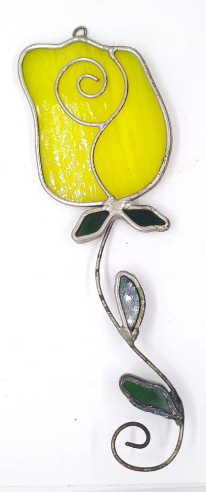 Stained Glass Yellow Tulip SunCatcher 7″ X 2 1/4″