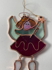 Set of 2 Stained Glass Moveable Angels 5 in.