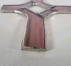 5″ Stained Glass Cross Suncatcher Vintage