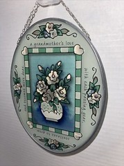Joan Baker Suncatcher Haint-Painted Stained Glass 5×7 “A Grandmother’s Love”