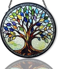 8 Tree of Life Sun Catcher Ornament Stained Glass Window Hanging Suncatchers for
