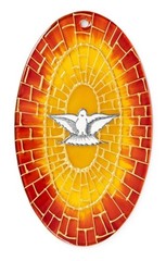 Vintage Stained Glass Sun Catcher Holy Spirit Dove Cathedral Style Rome
