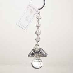Angel Wing Crystal Suncatcher Keychain Prism Crystal Ball Gift Gold Silver NEW