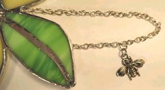 Hanging Handcrafted Yellow Flowers W/Green Leaves Hanging Suncatcher 7.5″ x 6″