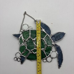 Stained Glass sea turtle suncatcher leaded handmade. Flaw, Read