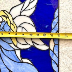 Vintage Kirkland Angel Stained Glass Sun Catcher Window 20″ x 14″ Blue *READ*