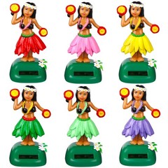 6 Pack Solar Dancing Hula Girl Toys – Shaking Head Dashboard Decor, Multi-Color