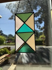 Handmade Stained Glass Modern Geometric Sun Catcher Window Hanging