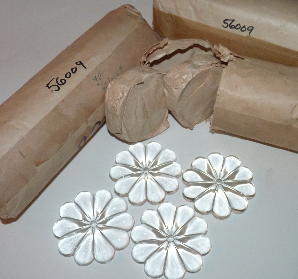 65 1980’s Czech. Cut Lead Glass Prisms, Large Center Hole Rosettes. 2 3/4″.