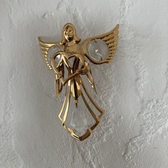 Vintage 1996 Austrian Crystal Mascot Intl. 24K Gold Plated Angel Suncatcher