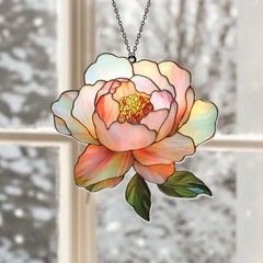 Light Pink Peony Flower Suncatcher Acrylic Window Decor Gift