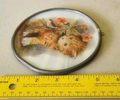 JOHN EVANS Cat / Kitten Signed SUN CATCHER Stain Glass Lead Frame