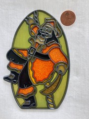 Pirate With Sword Yellow Stained Glass Suncatcher 1970s Sun Catcher