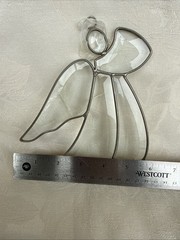 Vintage Leaded Stained Glass Suncatcher Beveled Clear Glass Angel Large