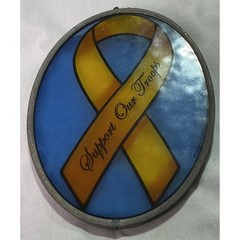 Glassmasters Support Our Troops Ribbon Stained Glass Suncatcher USA Patriotic