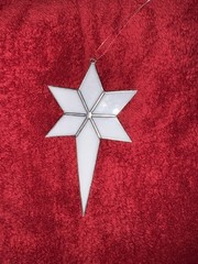 White Stained Glass 6 Point Star Ornament Sun Catcher 6 Inches