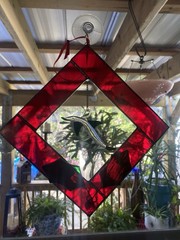 Handmade Stained Glass Sun catcher Window With Dolphin Charm Xmas
