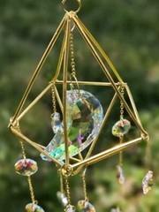 Wire Diamond Prism Suncatcher Moon Crystal Leaded Crystals GlassWindow Ornament