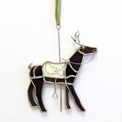 D.A. Glassco Stained Glass Reindeer Deer Carousel Sun Catcher Ornament Christmas