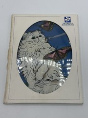 New Hand-Painted Stained Glass White Cat With Butterflies Suncatcher 8” X 5”
