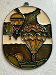 Vintage 1992 Suncatcher, Glass Wall Art, Hot Air Balloon Suncatcher, Garden Deco