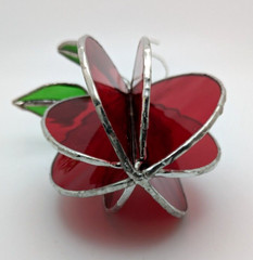 Stained Glass 3D Suncatcher Red Apple With Green Leaves Bright Pretty