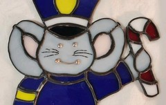 Christmas Toy Mouse Soldier Stained Glass Leaded Window Sun Catcher 6.75″ x 10″