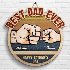 Best Dad Ever Personalized Wooden Sign with Rope Father’s Day Gift
