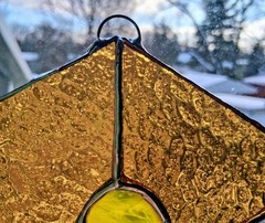 Handmade Stained Glass Amber Colored Bee Suncatcher