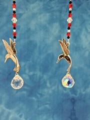 6” HUMMINGBIRD Swarovski Crystal Sun catcher Car Accessory Charm , pewter ❤️