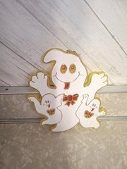 Halloween Suncatcher 3 Ghosts Trio Hard Plastic Decoration 7.5″ Vintage