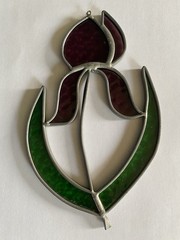 Vintage Stained Glass Suncatcher Sun Catcher Flower Iris READ
