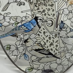 Garden Birds On The Feeder Art Glass Suncatcher Chickadee Bluebird Floral AMIA