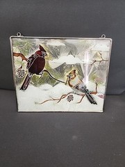 Stained Glass Suncatcher Lead Frame Window Art Birds Cardinals Male Female Paint