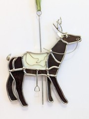 D.A. Glassco Stained Glass Reindeer Deer Carousel Sun Catcher Ornament Christmas