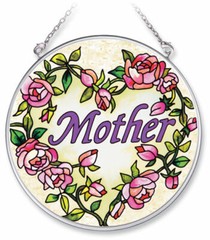Amia Handpainted Glass Mother Floral Suncatcher, 4-1/2-Inch 8123