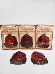 *Vintage* Set of 5 NOS Halloween/Fall/Autumn “Pumkin 1991” Suncatchers.