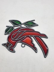 Vintage Suncatcher Cardinal Red Bird Faux Stained-Glass Acrylic