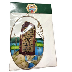 Vintage Suncatcher Capiz Shell Handpainted 7” Designer Phillipines S. China Sea
