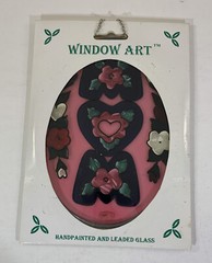 Window Art 5″x6.5″ Oval Mom Floral Hand Painted and Leaded Glass