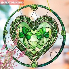 Colorful Acrylic Suncatcher Celtic Heart Two Shamrocks St. Patrick’s Day Decor