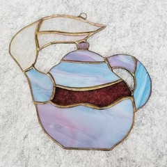 Vintage Sun Catcher-Stained Glass Teapot