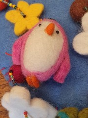 Mobile Handmade Felt Boiled Wool Penguins Vibrant Colors Beads Children New 25″