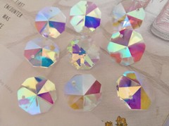 30Pcs Crystal Octagon Beads 20mm 2 Holes AB Color SunCatcher Parts Chandelier