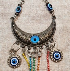 Large Evil Eye Suncatcher Beautiful Metal Glass Wings Rainbow Chains Crystals